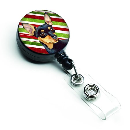 CAROLINES TREASURES Min Pin Candy Cane Holiday Christmas Retractable Badge Reel LH9245BR
